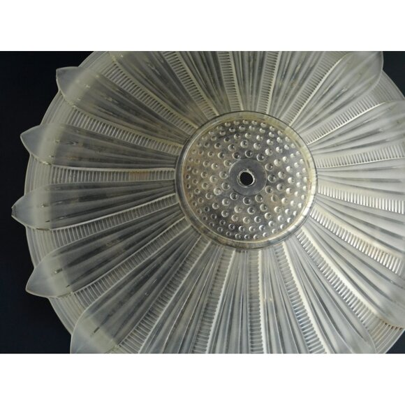 Art Deco Sunflower Glass Ceiling Shade Vintage White Frosted 14" Restoration - Picture 6 of 10